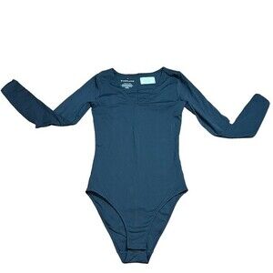 NWT Everlane The Long-Sleeve V-Neck Bodysuit Black Size XS Women